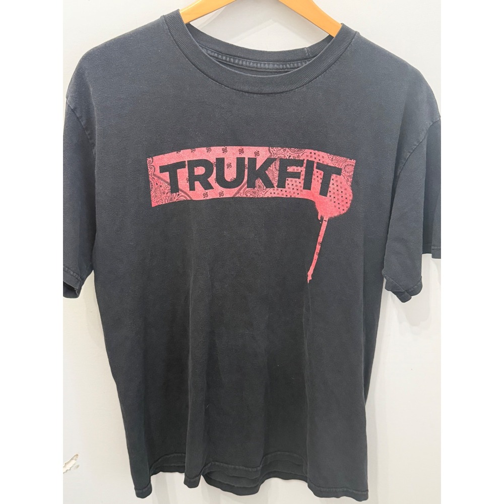 Vintage TRUKFIT Lil Wayne Bandana Box Logo Drip T-Shirt Black Pink Size L